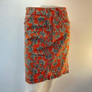 Pilcro and the Letterpress Women's Coral Paisley Denim Skirt - Size 27